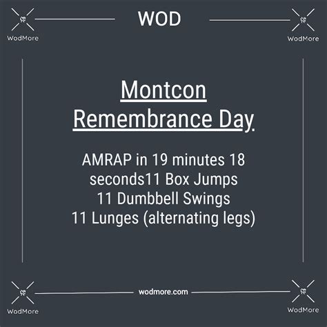 The Montcon Remembrance Day Workout Crossfit Wod Wodmore