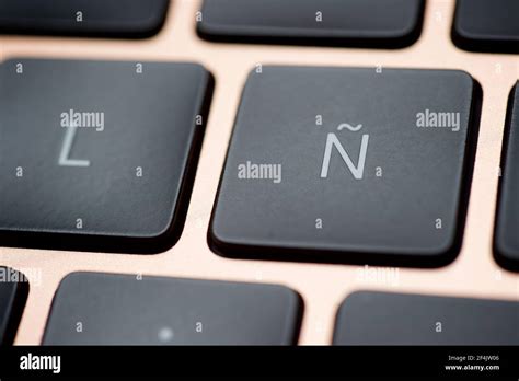 Spanish Letter On A Gray Laptop Keyboard Stock Photo Alamy