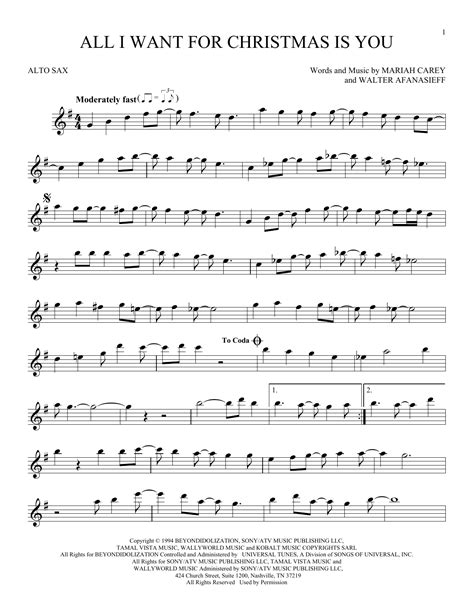 All I Want For Christmas Is You Sheet Music By Mariah Carey Alto