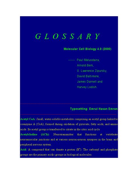 Cell Biology Glossary Gene Cell Biology