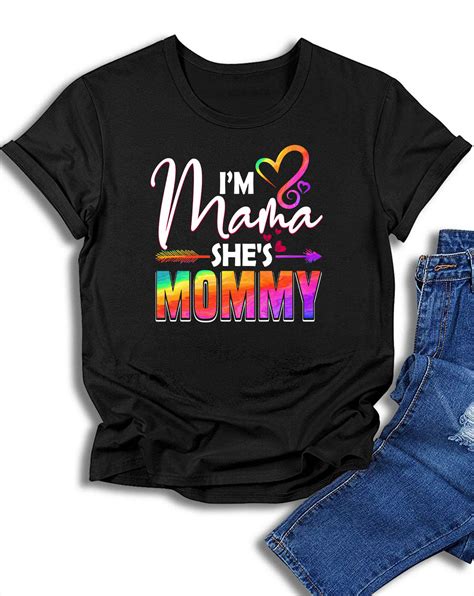 women s fashion t shirts lesbian mom shirt t gay pride i m mama she s mommy lgbt t shirt