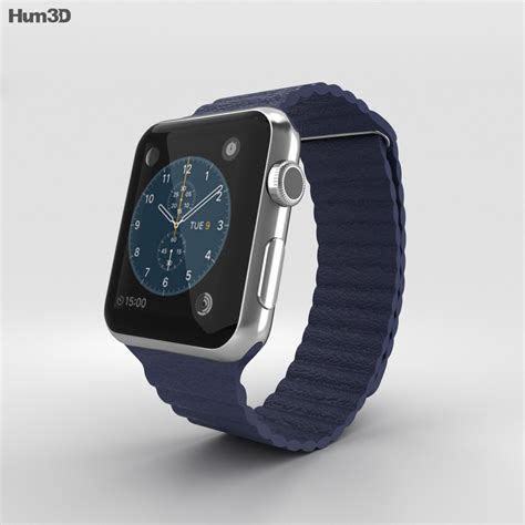 This kades stainless band comes in a. Apple Watch 42mm Stainless Steel Case Blue Leather Loop 3D ...