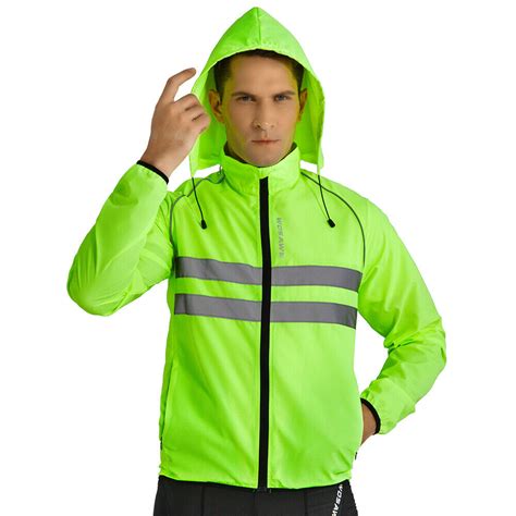 Wosawe Cycling Rain Jacket Mens Hooded Waterproof Light Coat Reflective