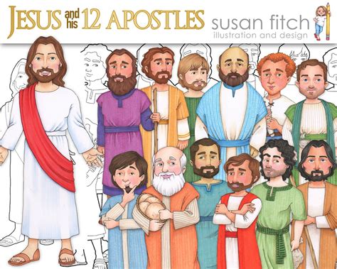 Buy Jesus Christ And His 12 Apostles Clip Art And Coloring Pages