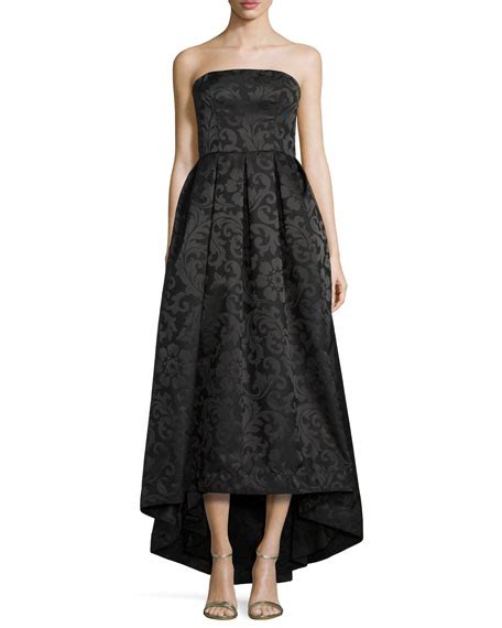 Ml Monique Lhuillier Strapless High Low Pleated Gown Black