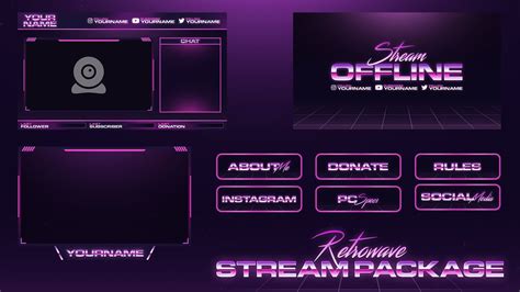 Free Download Retrowave Stream Package Twitch Overlay Template
