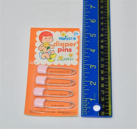 Vintage Baby Diaper Pins Package Of Four Pink Protect O Made Etsy