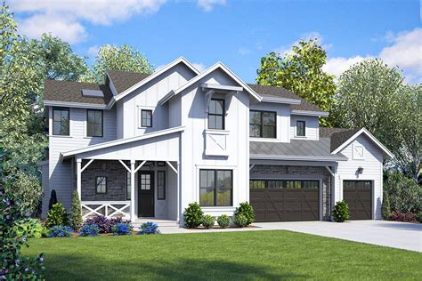 Plan 23811jd Two Story Modern Farmhouse With Second Level Master Bed