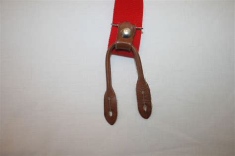 Vtg Ems Eastern Mountain Sports Suspenders Braces Leather Red Logger