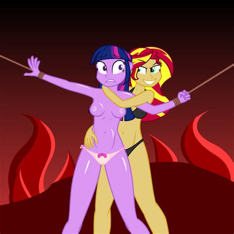 Rule 34 2girls Arms Out Bdsm Bondage Equestria Girls