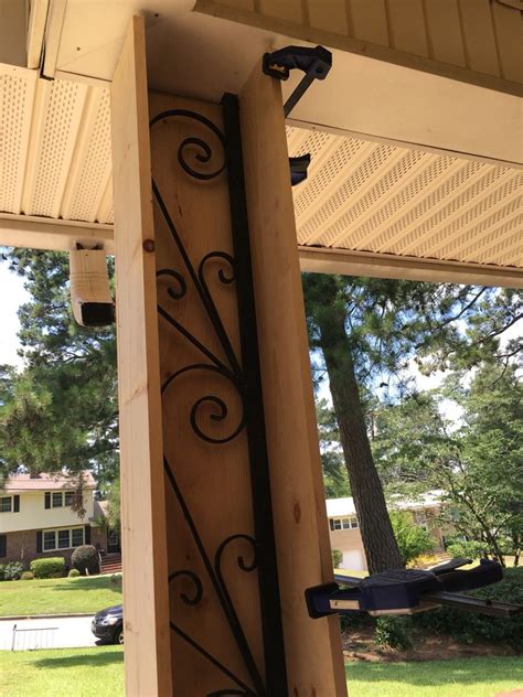 Последние твиты от wrought iron works (@wironworks). But around metal post on the patio instead | Diy front porch, Front porch makeover, Front porch ...