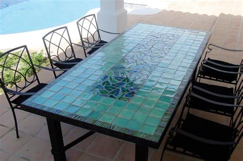 Outdoor Dining Table Mosaic Table Jungle Leaves Rectangularjade