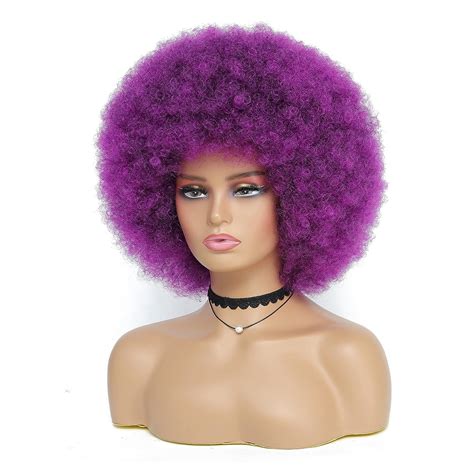 Afro Wig Soft 70s Afro Wig For Women Purple Afro Kinky