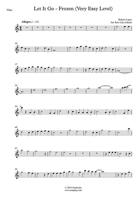 Download Digital Sheet Music Of Let It Go Easy For Flute