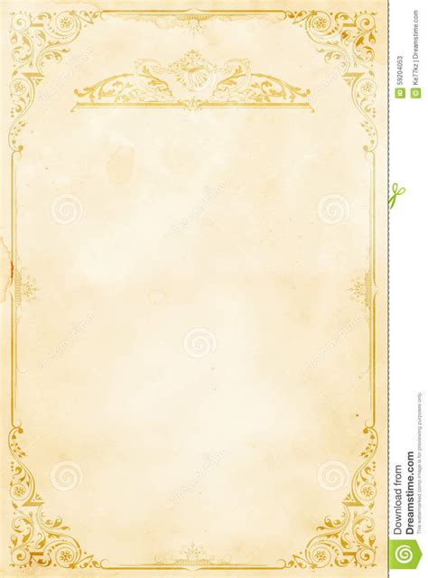 Old Paper Background With Decorative Vintage Border Stock Photo