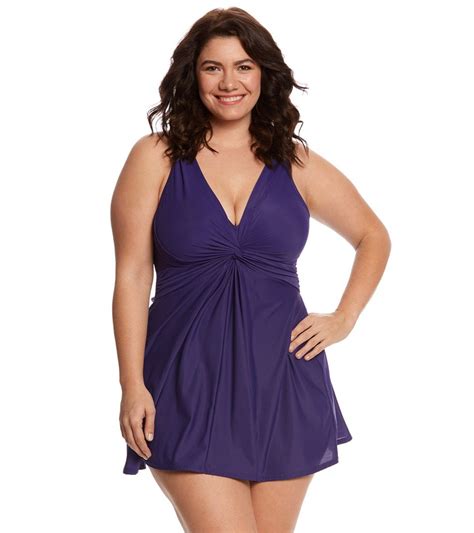 Miraclesuit Plus Size Solid Marais Swimdress At Free