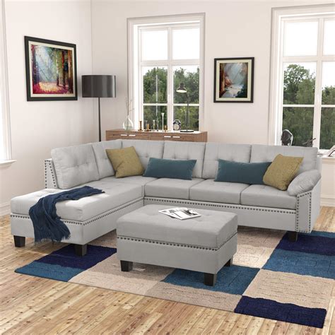 Buy Home Reversible Sectional Sofa With Storage Ottoman And Chaise Lounge Couchl Shaped 5 Seater