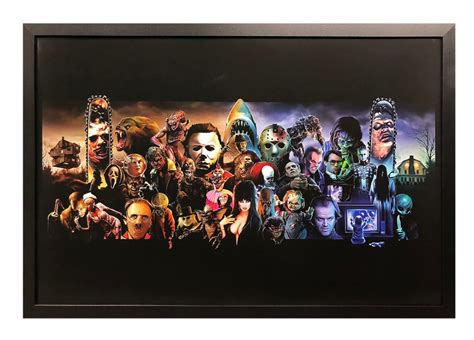 Horror Movie Characters Collage Black Frame Endearing Frame