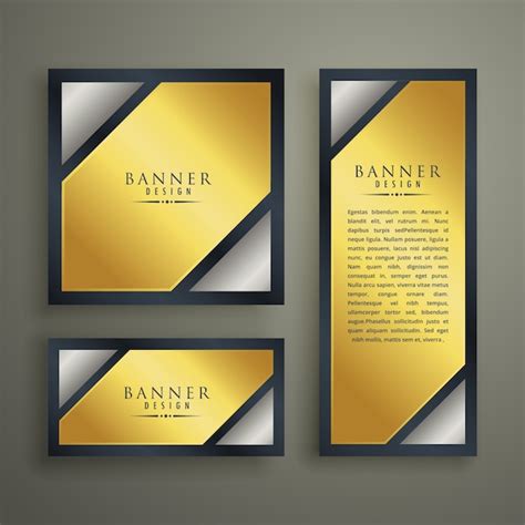 Free Vector Golden Premium Banner Set Design Template