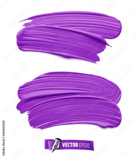 Vector Realistic Purple Paint Brush Strokes On A White Background