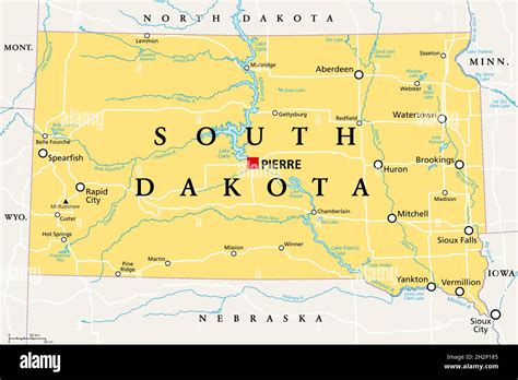 South Dakota Sd Political Map With Capital Pierre And Largest City