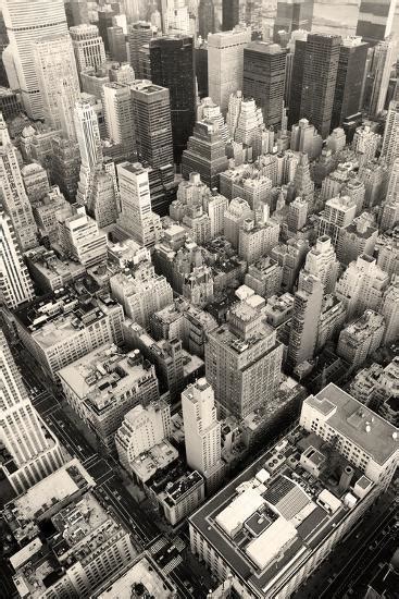 New York City Manhattan Skyline Aerial View Black And White With