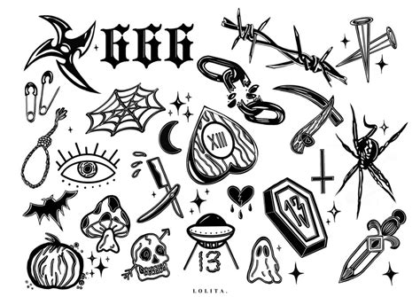 Friday The 13th Tattoo Flash Sheet Halloween Digital Art Etsy