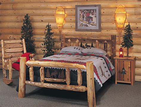 Rustic wooden headboard with lights. Cedar Log Bed Kits - Headboard Only | Rustic Furniture Mall by Timber Creek