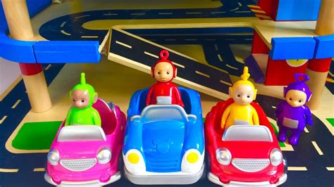 Disney Cars Driving Elevator Ramp With Teletubbies And Noo Noo Toys