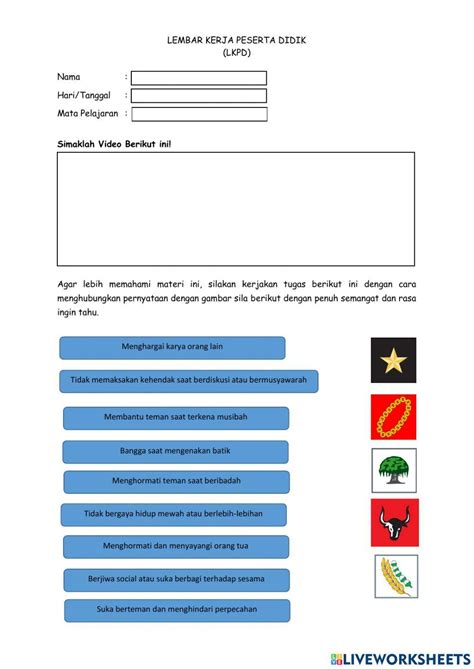 Lkpd Penerapan Nilai Sila Pancasila Worksheet Live Worksheets