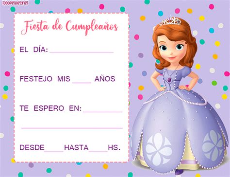 Invitaciones De Cumpleanos Princesita Sofia Todo Peques