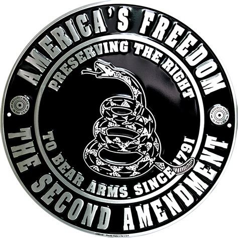 Americas Freedom The Second Amendment 12 Round Metal Sign To Bear