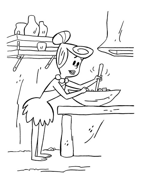 Wilma Cooking In The Kitchen Coloring Page Ancient Pages Of Snow