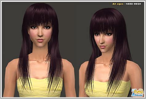 Mod The Sims Found Long Hair With Fringebangs