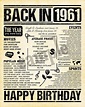 1961 Fun Facts 1961 Newspaper Birthday What Happened 1961 - Etsy ...