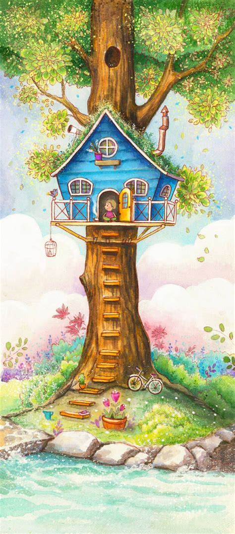 Treehouse Olya Badulina Art Drawings For Kids Colorful Drawings