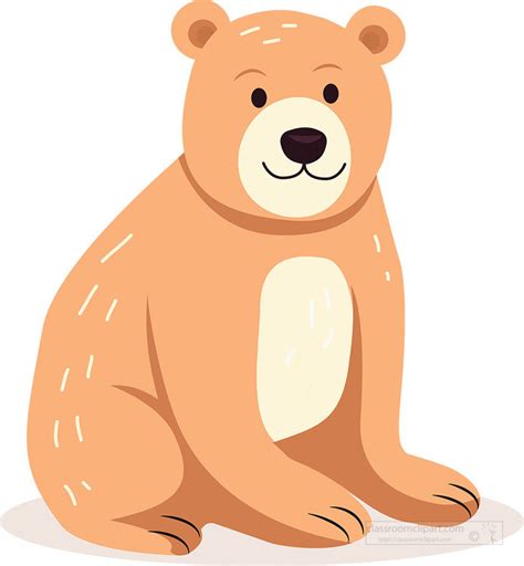 Bear Clipart Brown Bear With A Black Nose And A White Belly Sits On A White B