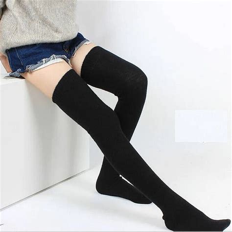 Women Girls Winter Warm Wool Stockings Colorful Thick High Over Knee