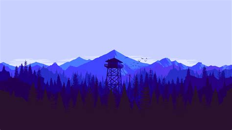 Free High Resolution Wallpaper Firewatch Tower Trees Forest Blue