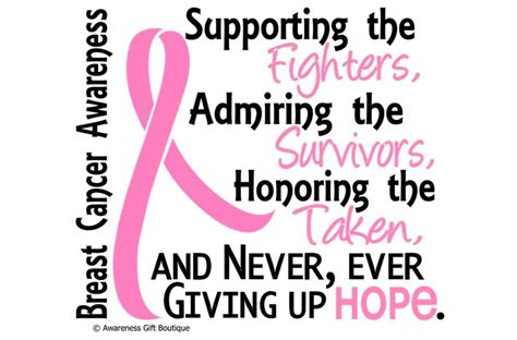 Supporting The Fighters Admiring The Survivors Quote Breast Cancer