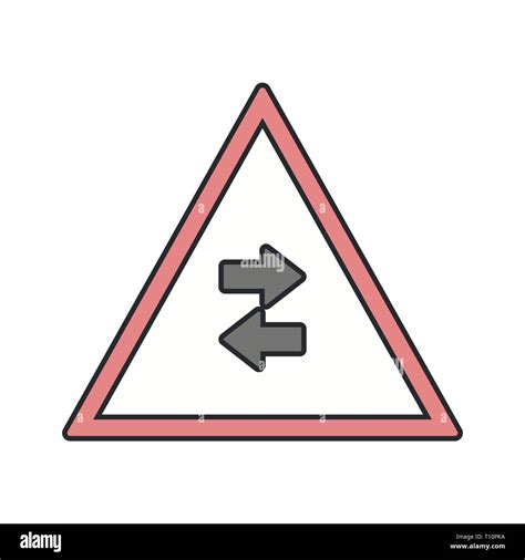 Illustration Two Way Traffic Crosses One Way Road Sign Icon Stock Photo