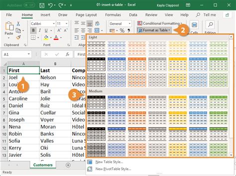 How To Make A Table In Excel Customguide