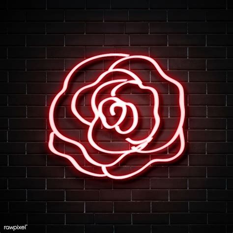 Neon Red Rose On A Wall Free Image By Nam มีรูปภาพ