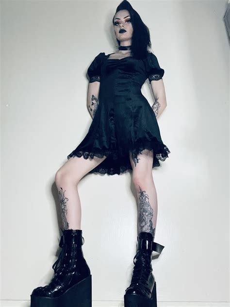 90s Vintage Goth Dress Black Coffin Club