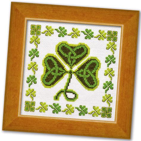 Irish Cross Stitch Kit Shamrock Symbol Of Ireland Clover Embroidery