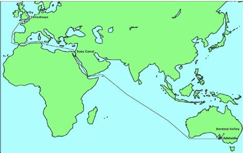 Route Taken By Wine Filled Flexitanks From Australia To The United