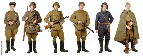 Foto De Different Soviet Soldier Uniforms During World War Ii Do Stock