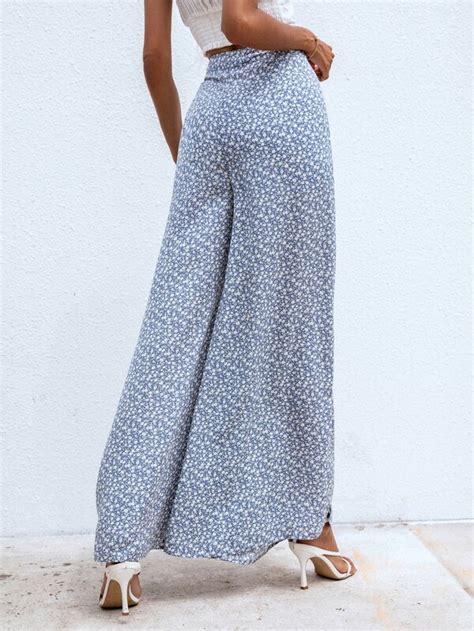 Ditsy Floral Wide Leg Pants Shein Usa