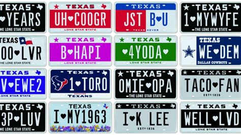 Hearts Top Texas Personalized License Plate Options