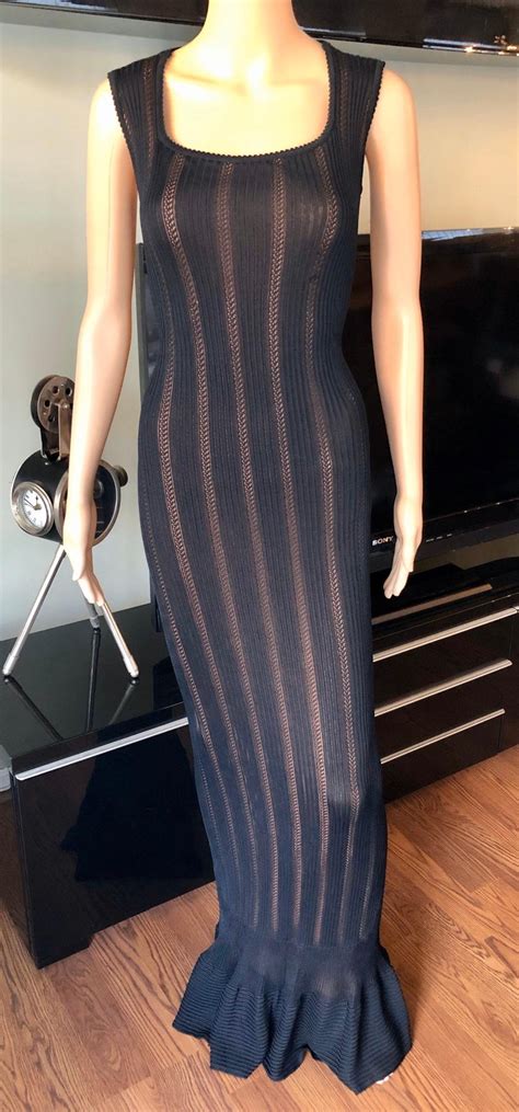 Maybe you would like to learn more about one of these? Azzedine Alaia Vintage 1990's Knit Bodycon Black Dress ...